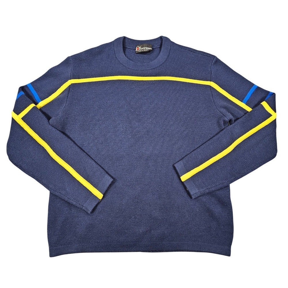 Obermeyer Vintage 70s 80s Acrylic Wool Ski Sweater Navy British Hong Kong S/M